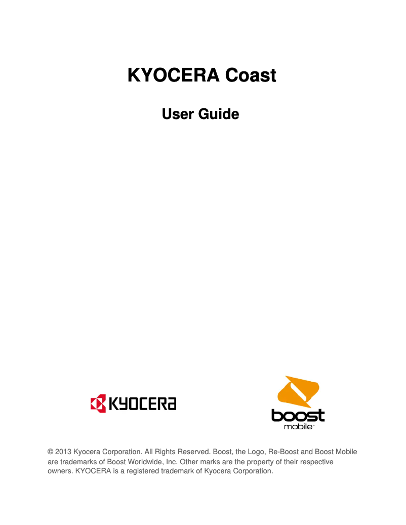 Page 1 de la notice Manuel utilisateur Kyocera Coast