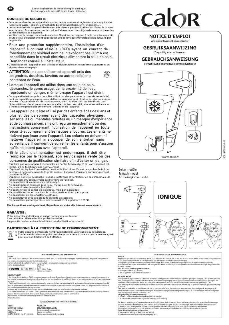 Image de la première page du manuel de l'appareil Studio Dry CV5372C0
