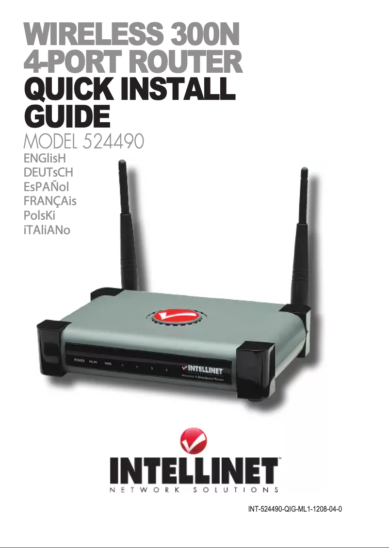 Page n°1 - Manuel utilisateur Intellinet Wireless 300N 4-Port Router 524490