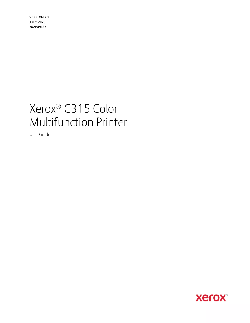 Page 1 de la notice Manuel utilisateur Xerox C315