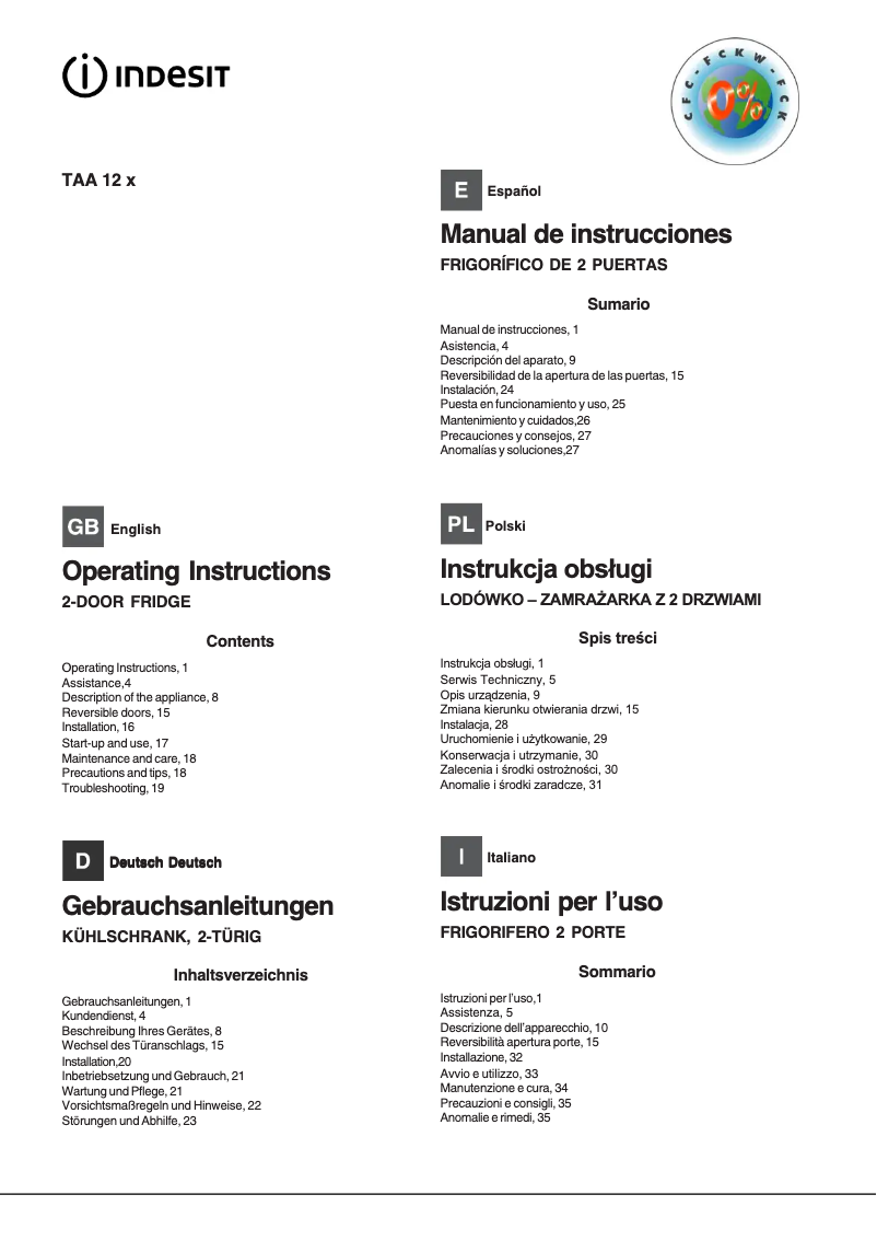 Image de la première page du manuel de l'appareil TAA 12