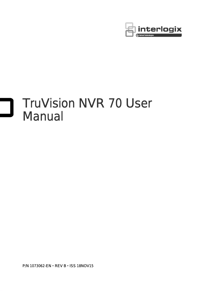 Page 1 of the manual User Manual Interlogix TruVision TVN-7001