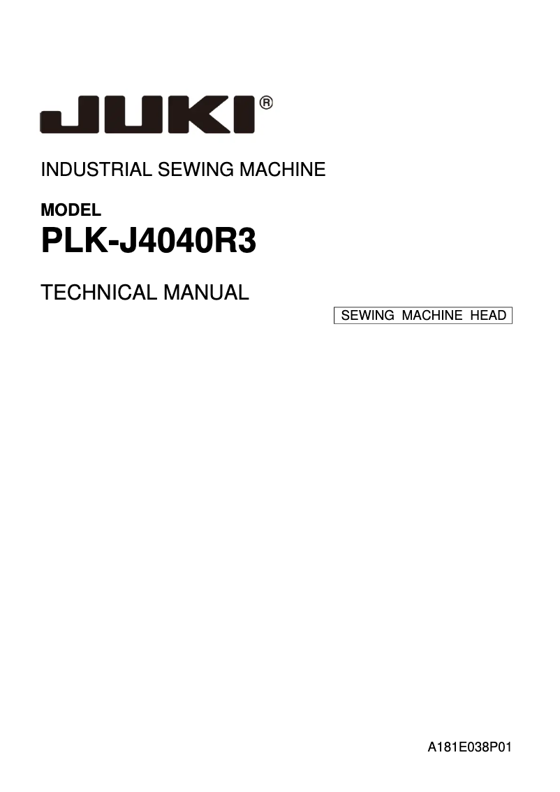 Page n°1 - Manuel utilisateur Juki PLK-J4040R3