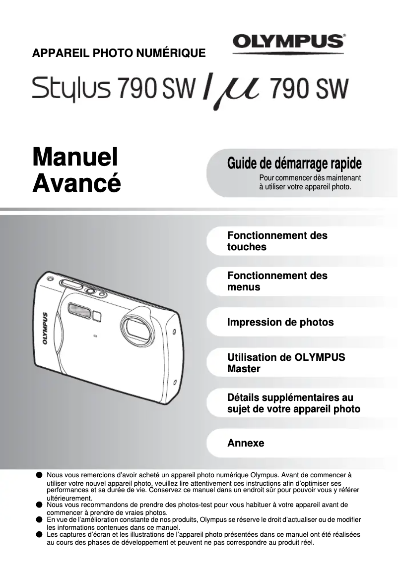 Image de la première page du manuel de l'appareil Stylus 790 SW