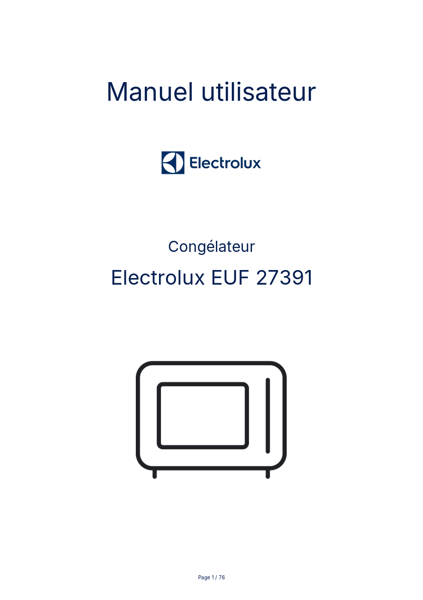 Page n°1 - Manuel utilisateur Electrolux EUF 27391