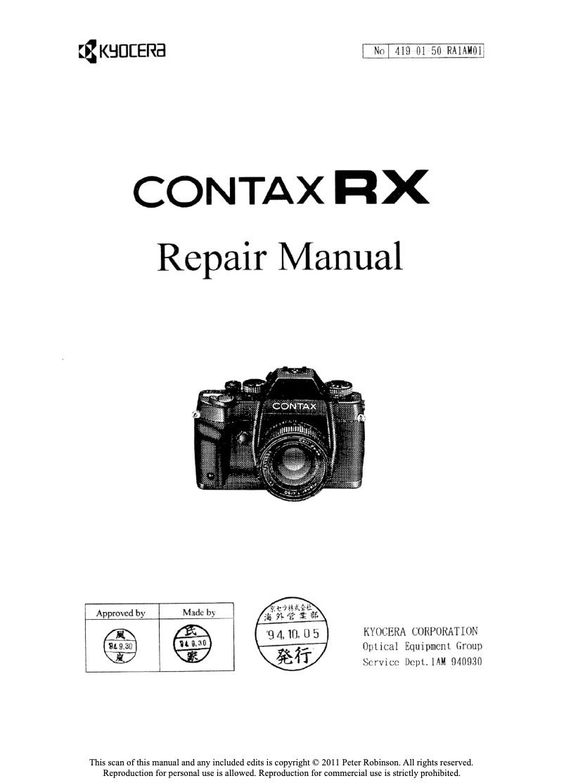 Page n°1 - Manuel utilisateur Contax RX