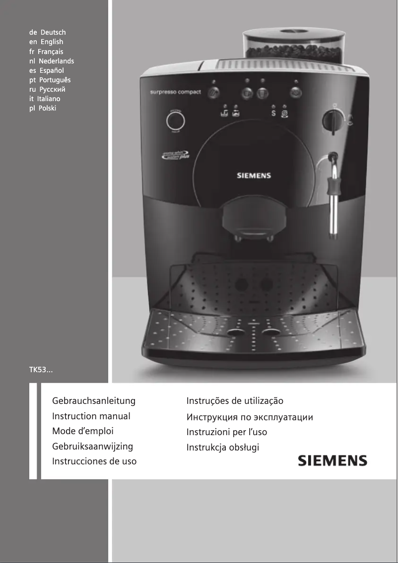 Page n°1 - Manuel utilisateur Siemens Surpresso compact TK 53009