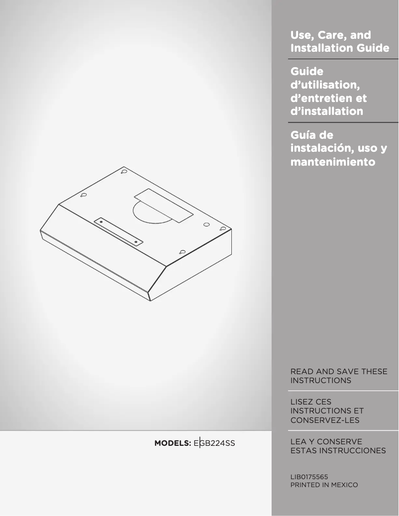 Page n°1 - Manuel utilisateur Elica Gubbio EGB224SS