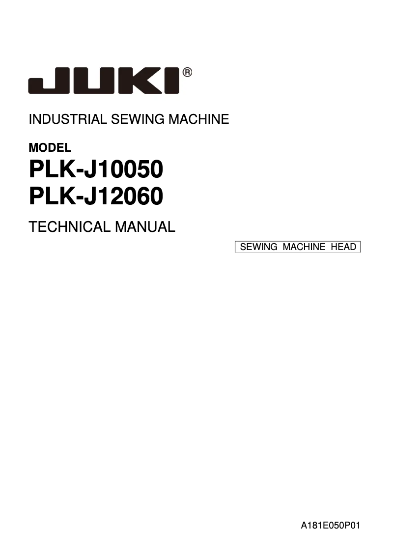 Page n°1 - Manuel utilisateur Juki PLK-J10050