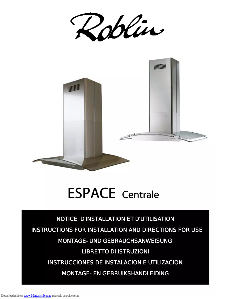 Page n°1 - Manuel utilisateur Roblin ESPACE Centrale