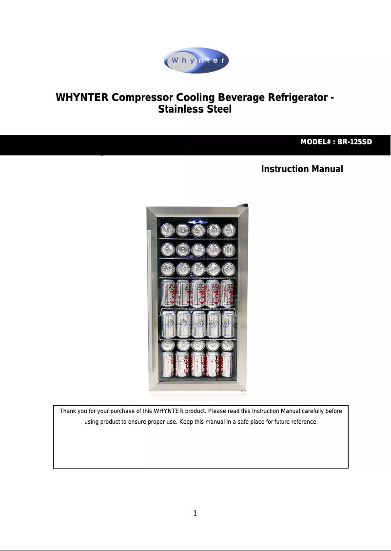 Página 1 del manual Manual de uso y mantenimiento Whynter BR-125SD