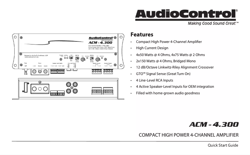 Página 1 del manual Ficha técnica AudioControl ACM-4.300