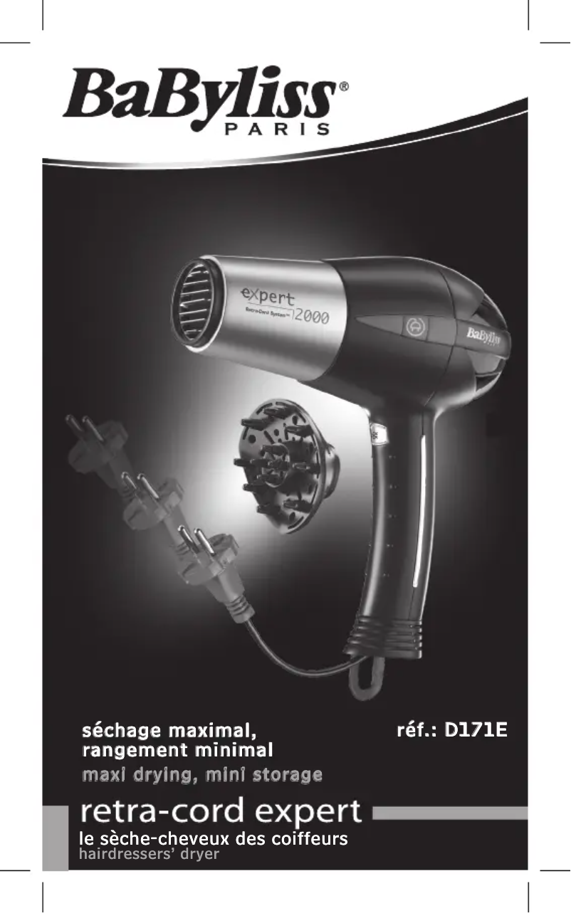 Page n°1 - Manuel utilisateur BaByliss D171E Retracord