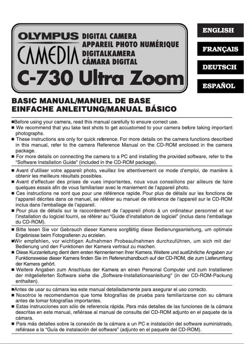 Página 1 del manual Manual de usuario Olympus Camedia C-725 Ultra Zoom