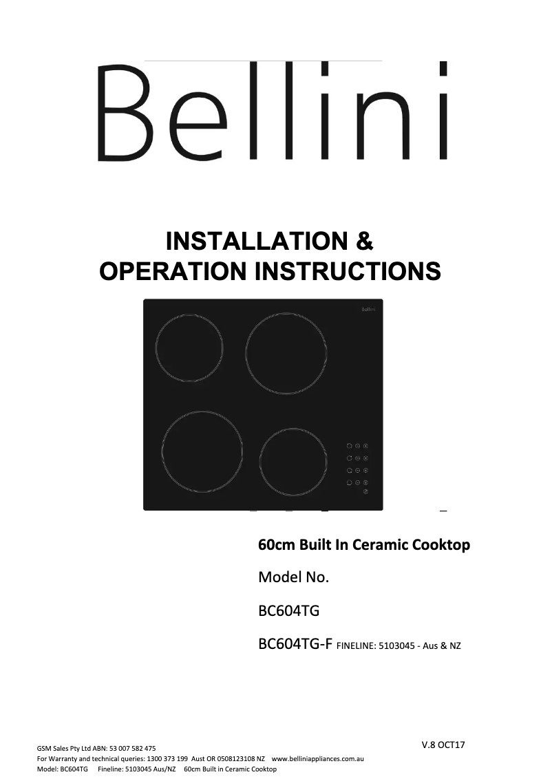 Page 1 de la notice Manuel utilisateur Bellini BC604TG