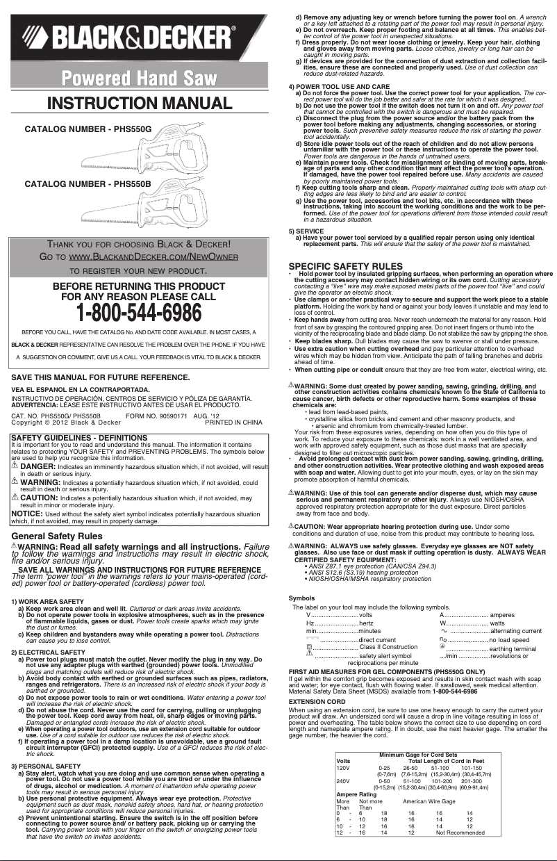 Page 1 de la notice Manuel utilisateur Black & Decker PHS550B