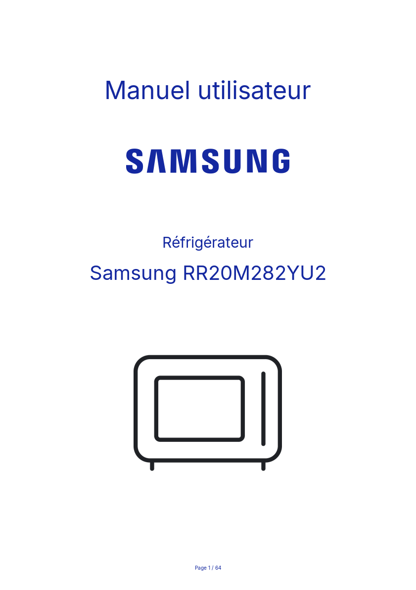 Page n°1 - Manuel utilisateur Samsung RR20M282YU2