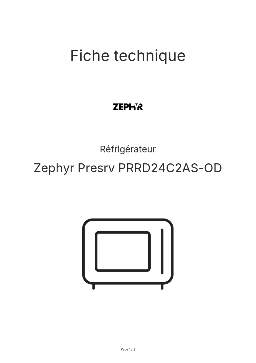Page n°1 - Fiche technique Zephyr Presrv PRRD24C2AS-OD