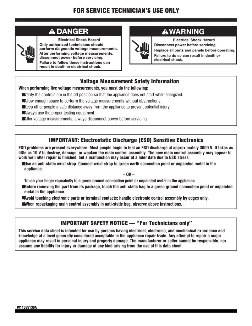 Página 1 del manual Instrucciones / montaje Whirlpool YWED5010LW