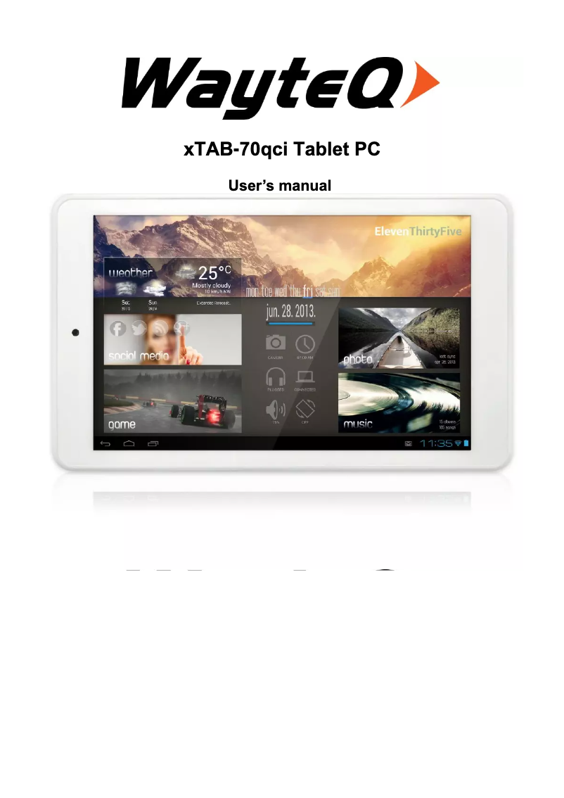 Image de la première page du manuel de l'appareil XTab 70 QCI
