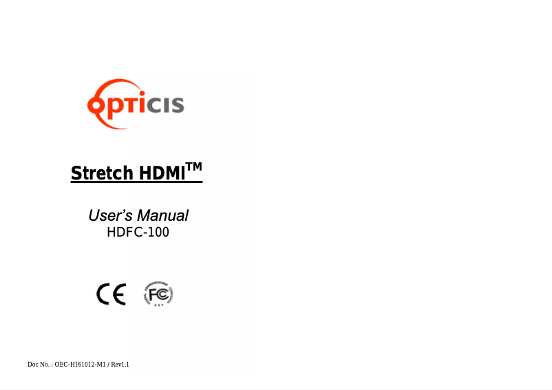 Page 1 de la notice Manuel utilisateur Opticis HDFC-100-40