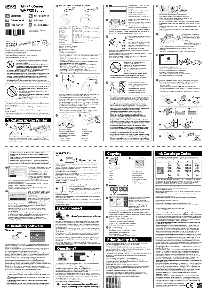 Page 1 de la notice Guide d'installation Epson WorkForce WF-7715DWF