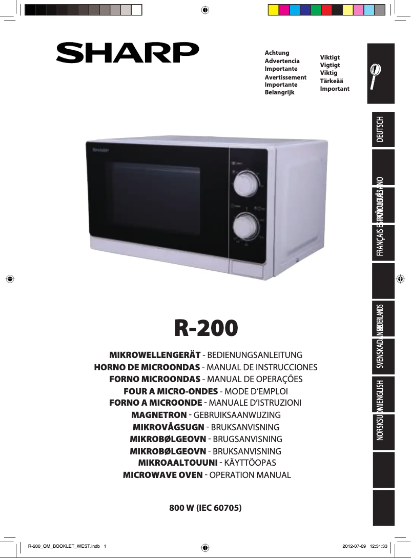 Page 1 de la notice Manuel utilisateur Sharp R-200WW