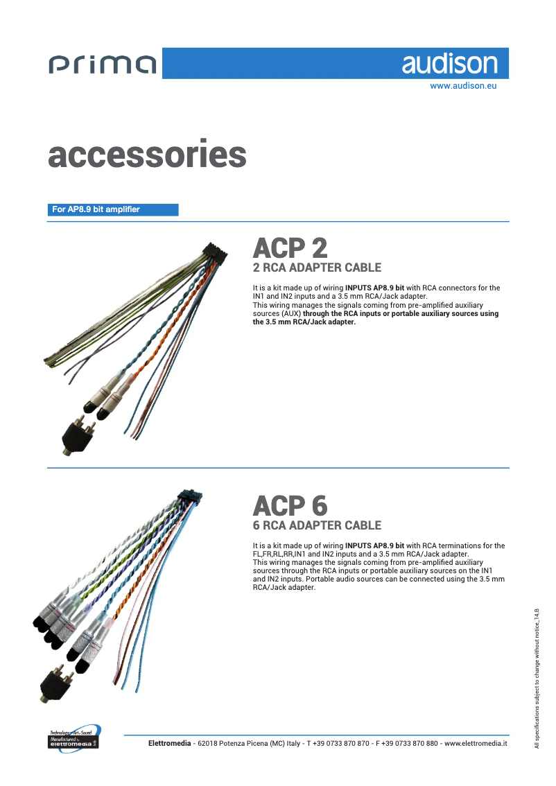 Image de la première page du manuel de l'appareil Prima ACP 2