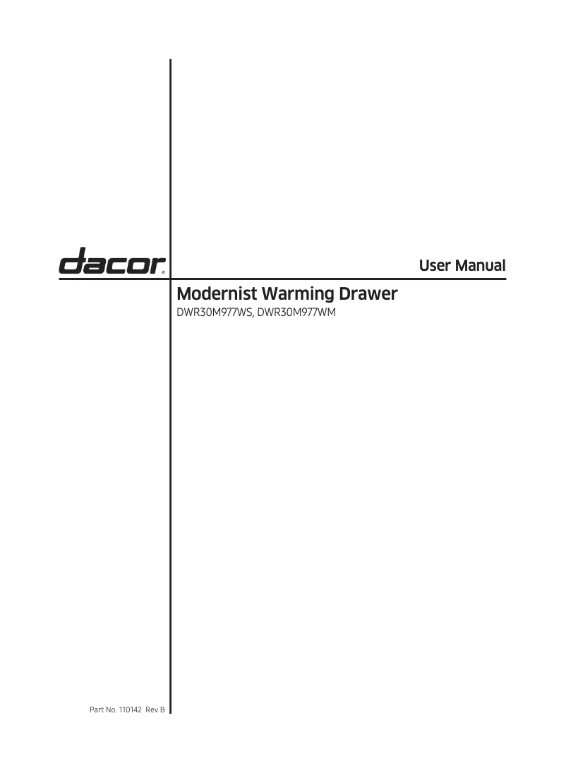 Page n°1 - Manuel utilisateur Dacor Modernist DWR30M977WIM