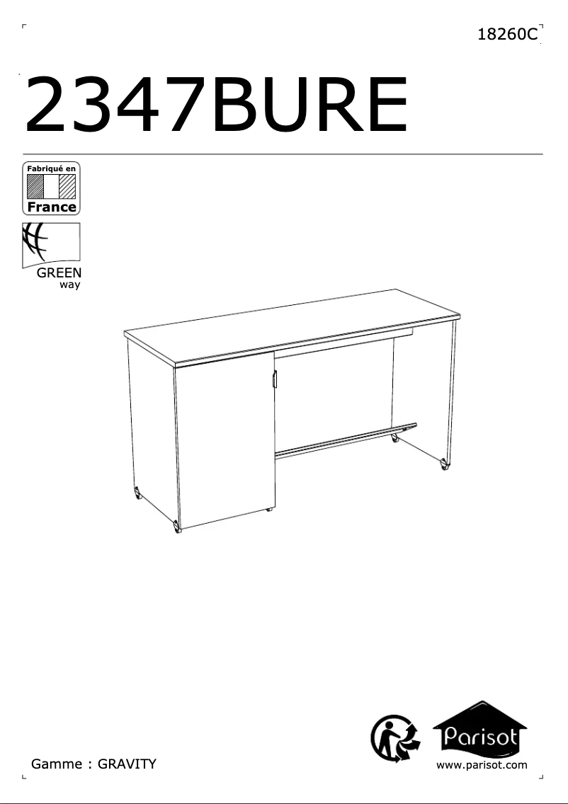 Page 1 de la notice Manuel utilisateur Parisot Gravity 2347BURE