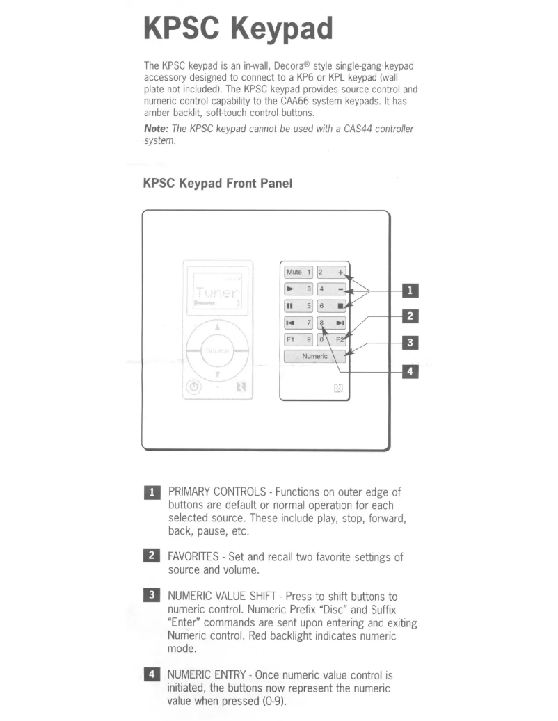 Page n°1 - Manuel utilisateur Russound KPSC