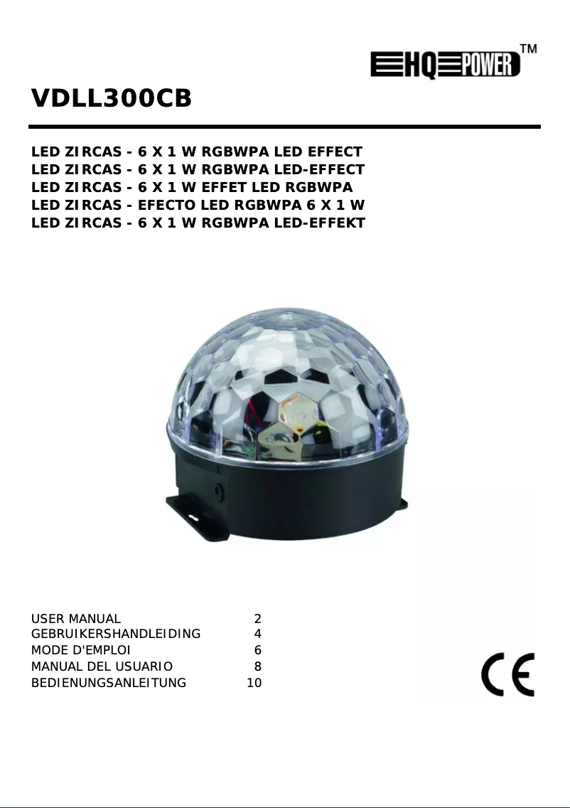 Page n°1 - Manuel utilisateur HQ Power VDLL300CB