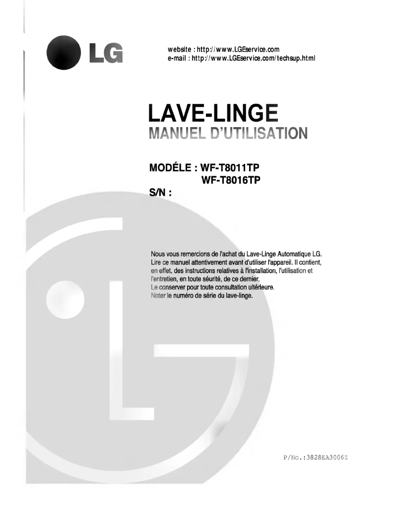Page n°1 - Manuel utilisateur LG WF-T8016TP