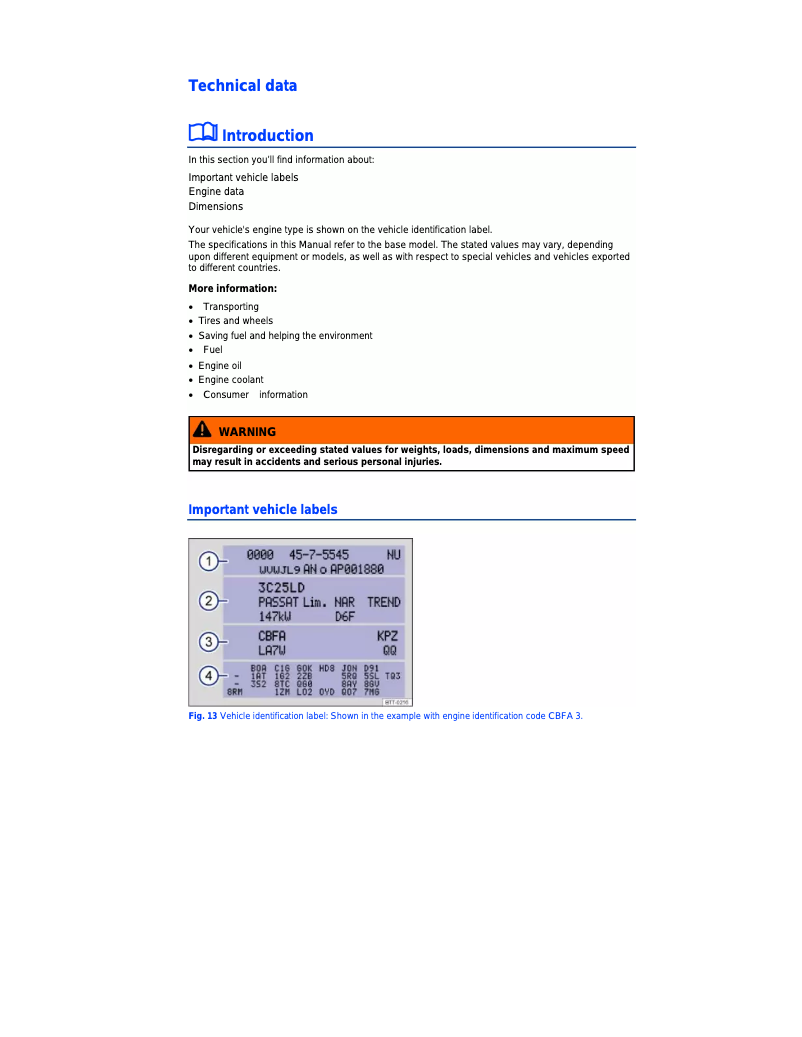 Page 1 de la notice Fiche technique Volkswagen Jetta (2014)