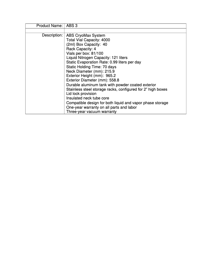 Page 1 de la notice Manuel utilisateur American BioTech Supply ABS-3
