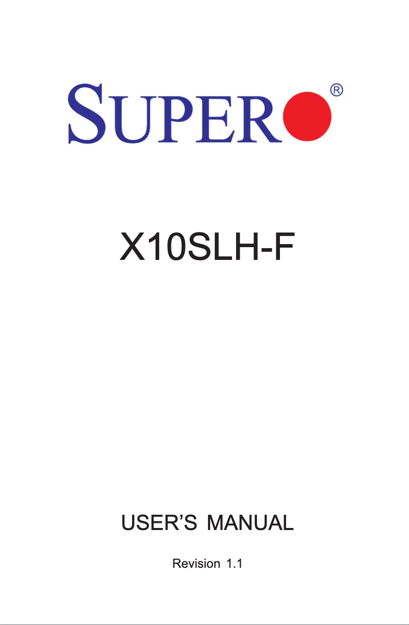 Page n°1 - Manuel utilisateur Supermicro X10SLH-F