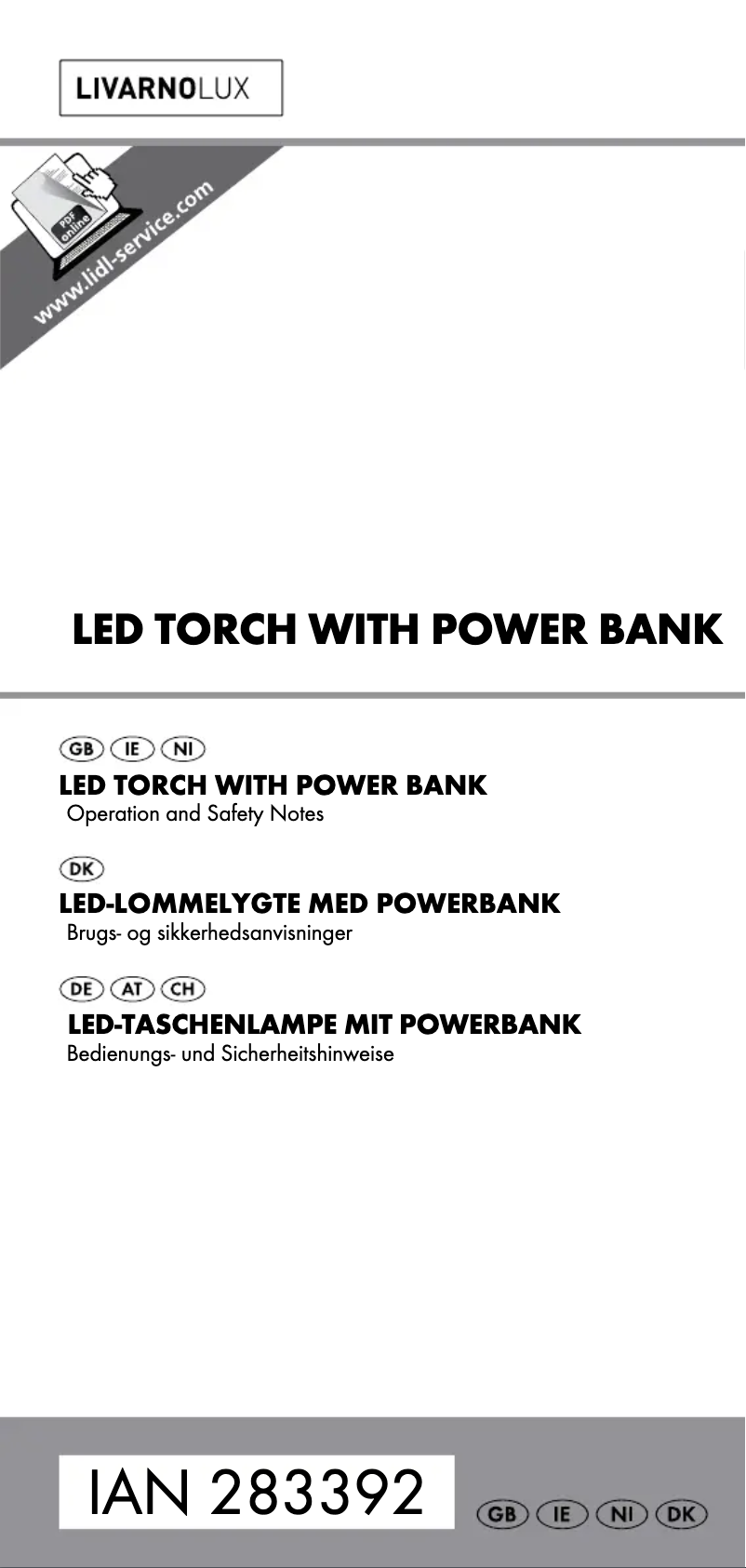 Page n°1 - Manuel utilisateur Livarno Lux IAN 283392