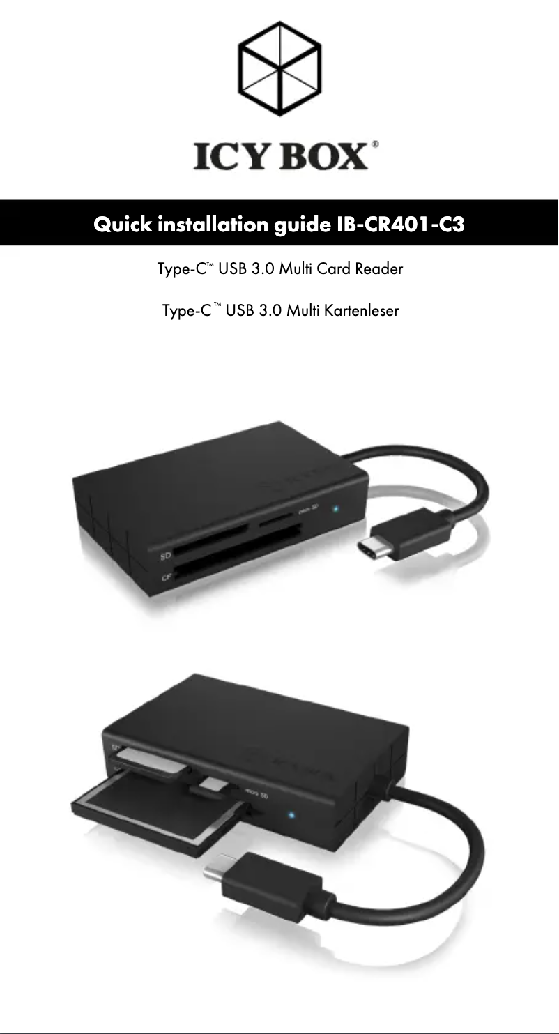 Page 1 de la notice Manuel utilisateur Icy Box IB-CR401-C