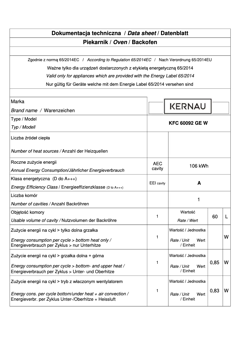 Image de la première page du manuel de l'appareil KFC 60092 GE W