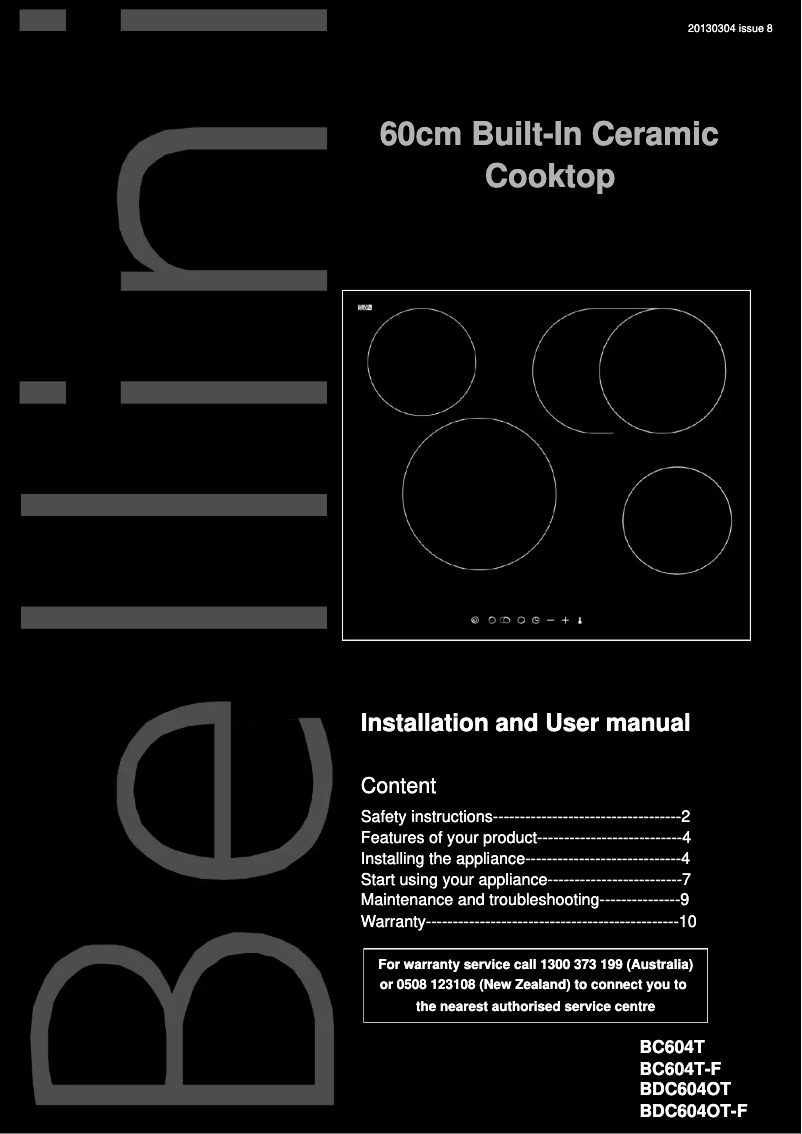 Page n°1 - Manuel utilisateur Bellini BP460EC