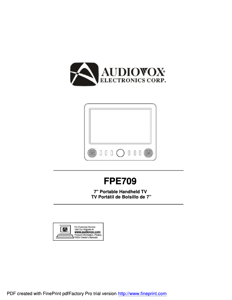 Image de la première page du manuel de l'appareil FPE709