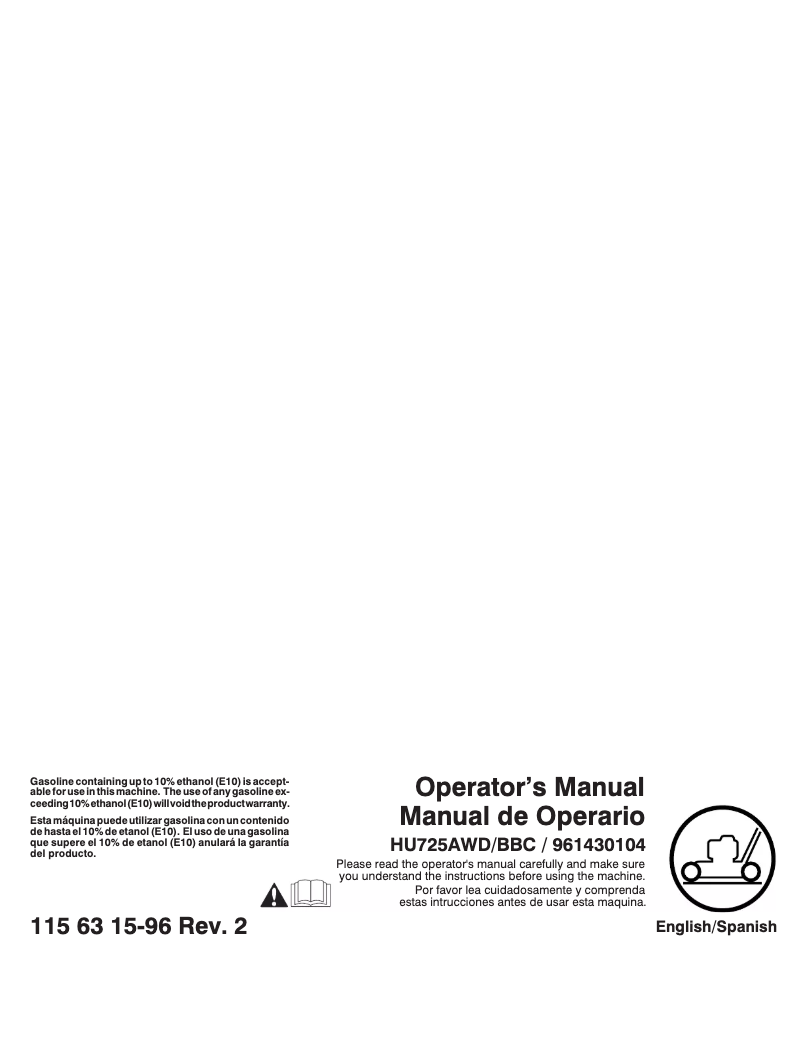 Page n°1 - Manuel utilisateur Husqvarna HU725AWD