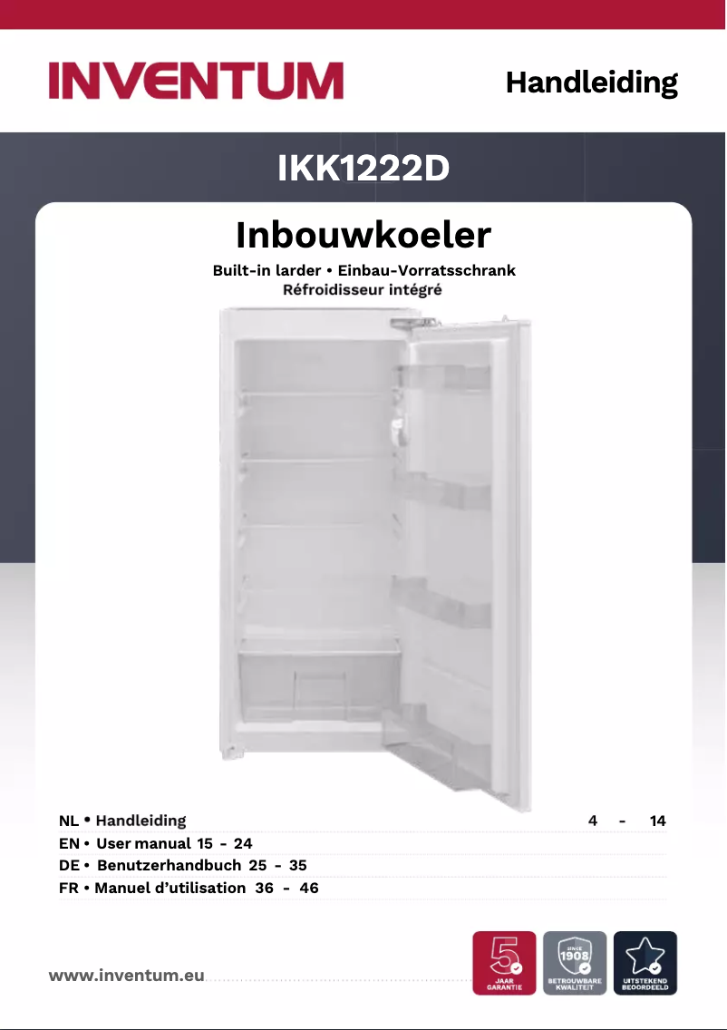 Page n°1 - Manuel utilisateur Inventum IKK1222D