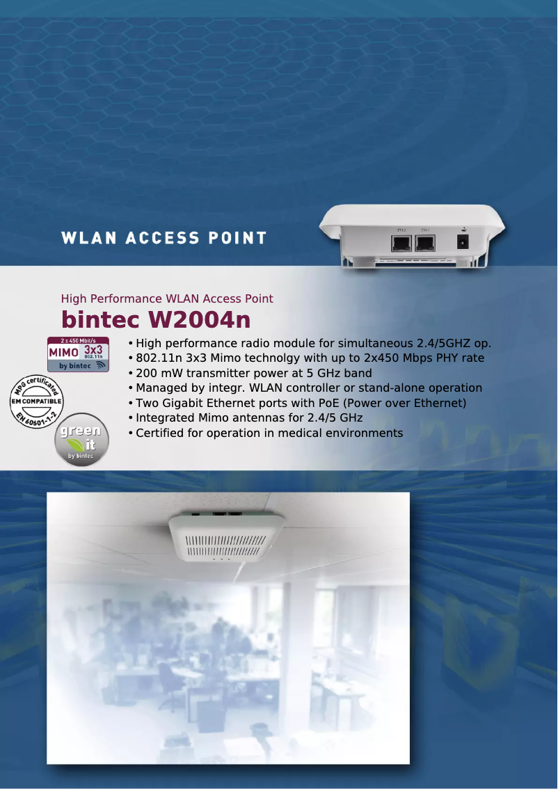 Page 1 de la notice Manuel utilisateur Teldat Bintec W2004n