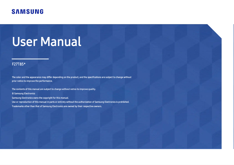 Page 1 de la notice Manuel utilisateur Samsung F27T850QWN