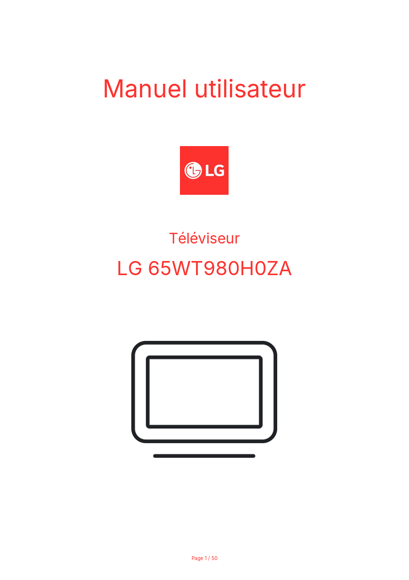 Page n°1 - Manuel utilisateur LG 65WT980H0ZA