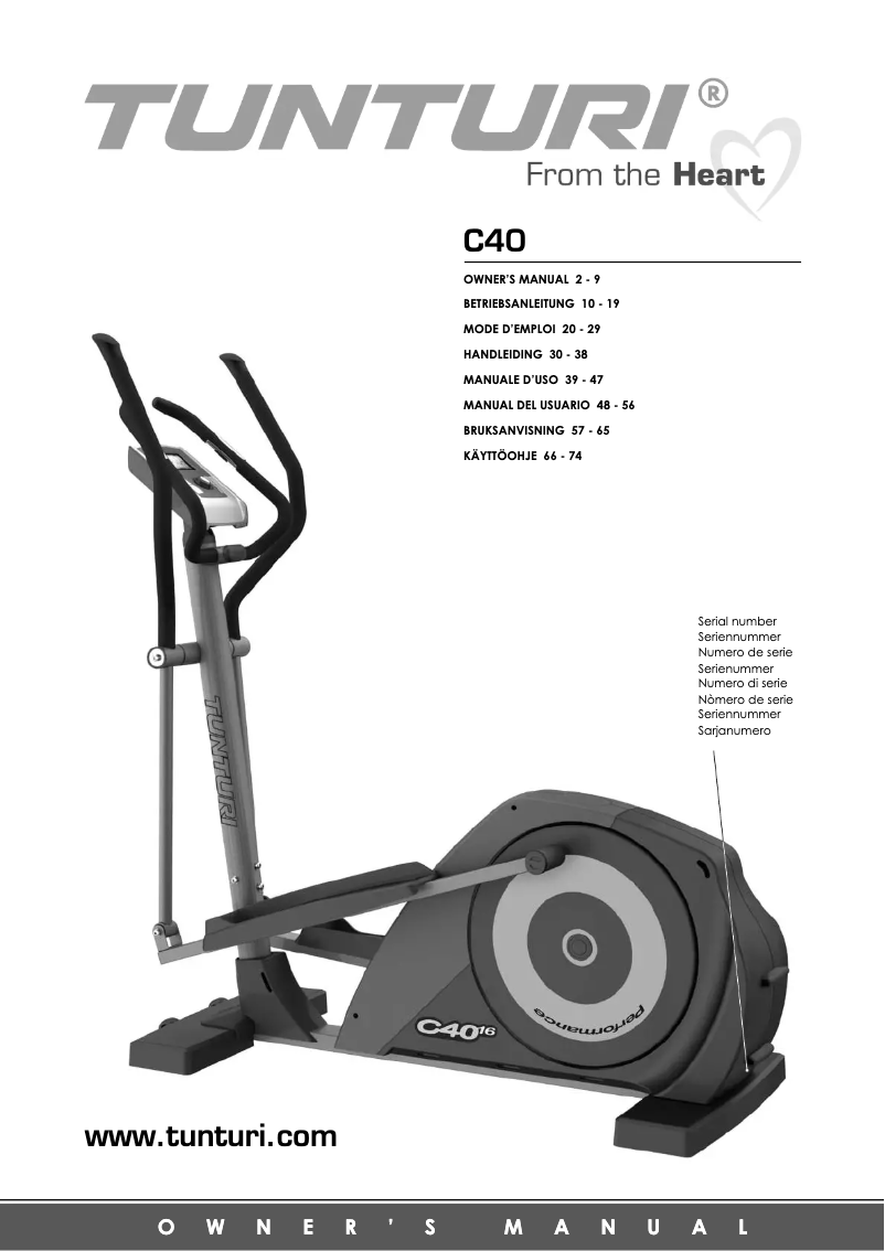 Page 1 de la notice Manuel utilisateur Tunturi C40