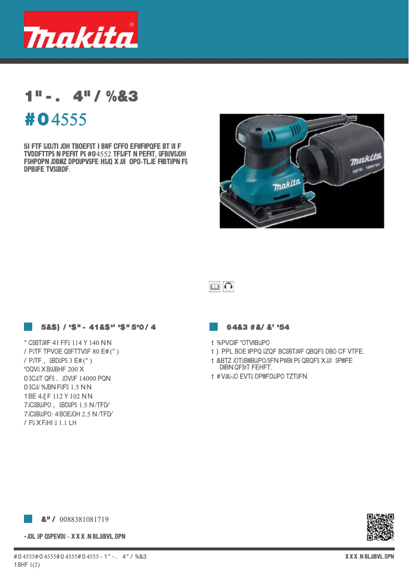 Page 1 de la notice Fiche technique Makita BO4555