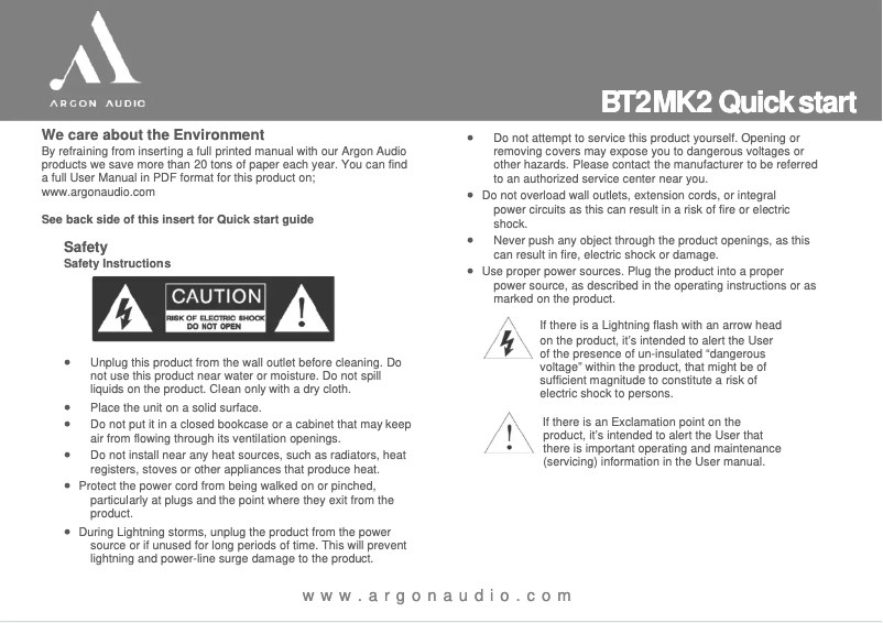 Página 1 del manual Manual de usuario Argon BT-2
