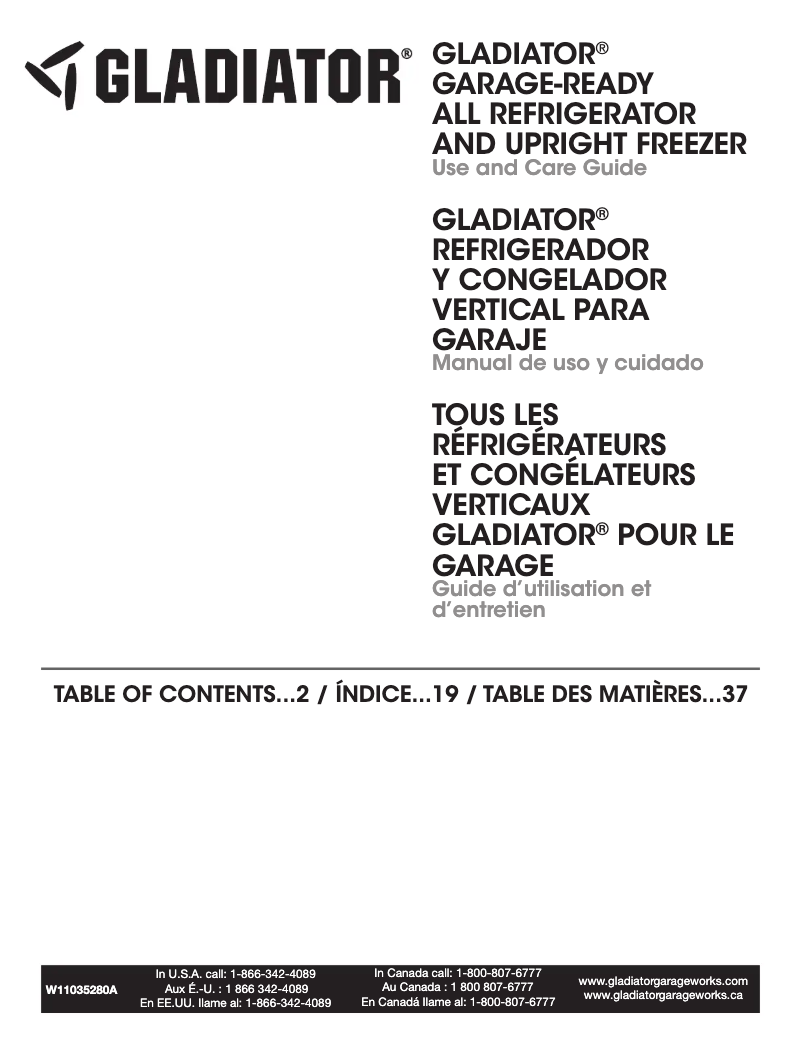 Page 1 de la notice Manuel utilisateur Gladiator GAFZ30FDGB